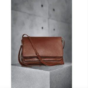 Allsaints Brown Leather Club Crossbody Bag